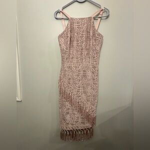Bronx And Banco Pink Fringe Lace Spaghetti Strap Bodycon Dress Size S